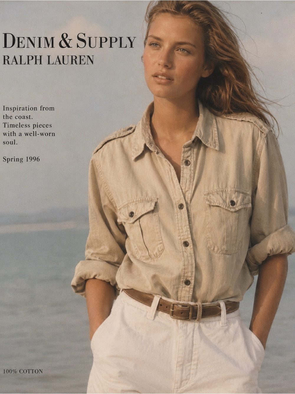 Denim & Supply Ralph Lauren Beige Cotton Button-Front Shirt Jacket